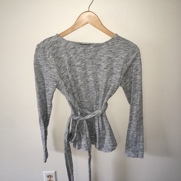 J crew belted cross back top gray heather small - Picture 4 of 5